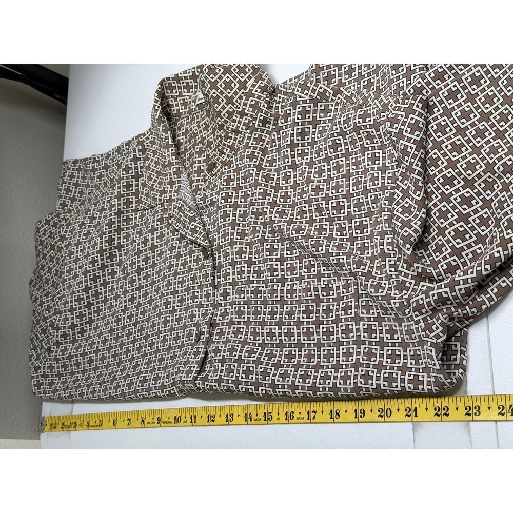 Abercrombie & Fitch Top‎ Womens Medium Brown Geometric Button Up Office Preppy - Picture 10 of 11